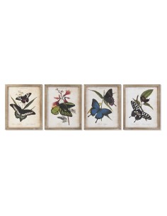 Cadre DKD Home Decor Papillons 40 x 2 x 50 cm Shabby Chic (4 Pièces)
