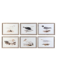 Cadre DKD Home Decor 70 x 2,5 x 50 cm Traditionnel Oiseaux (6 Pièces)