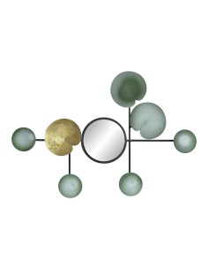 Décoration murale DKD Home Decor Miroir Volets Doré Métal Menthe Oriental (45 x 3 x 30 cm)