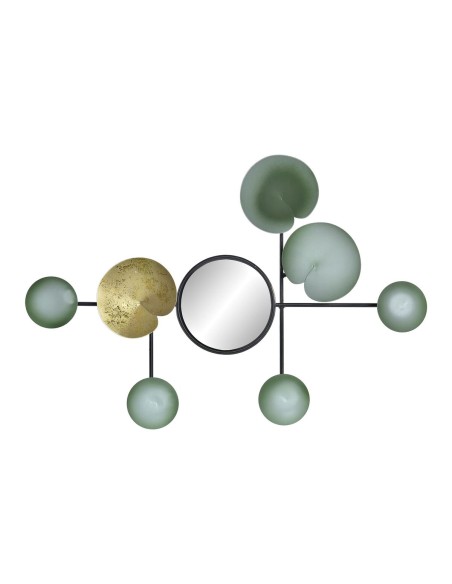 Décoration murale DKD Home Decor Miroir Volets Doré Métal Menthe Oriental (45 x 3 x 30 cm)