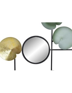 Décoration murale DKD Home Decor Miroir Volets Doré Métal Menthe Oriental (45 x 3 x 30 cm) 2