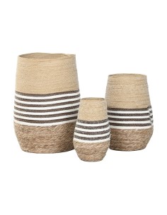 Cache-pot Home ESPRIT Marron Bicolore Fibre Urbaine 31 x 31 x 49 cm (3 Pièces)