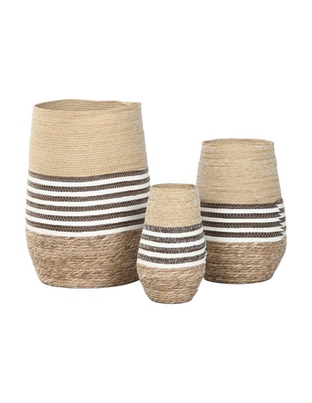 Cache-pot Home ESPRIT Marron Bicolore Fibre Urbaine 31 x 31 x 49 cm (3 Pièces)