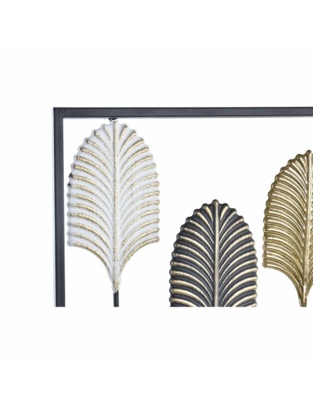 Décoration murale DKD Home Decor Noir Métal Multicouleur Moderne Feuille d'une plante (35 x 2 x 90 cm)