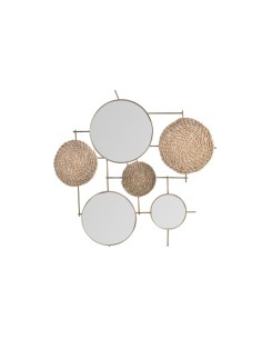 Décoration murale DKD Home Decor Miroir Naturel Métal Marron Cuivre Fibre (72 x 3,5 x 74 cm)