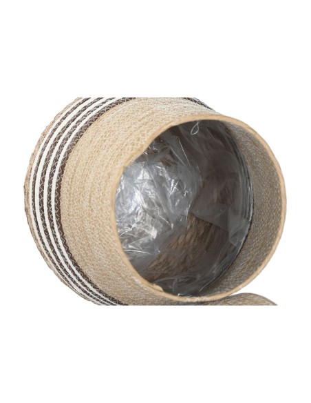 Cache-pot Home ESPRIT Marron Bicolore Fibre Urbaine 31 x 31 x 49 cm (3 Pièces)