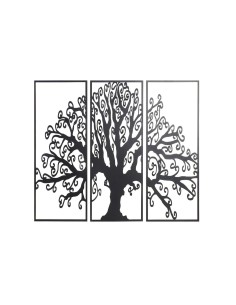 Décoration murale DKD Home Decor 3 Pièces Noir Arbre Métal (105 x 1,3 x 91 cm)