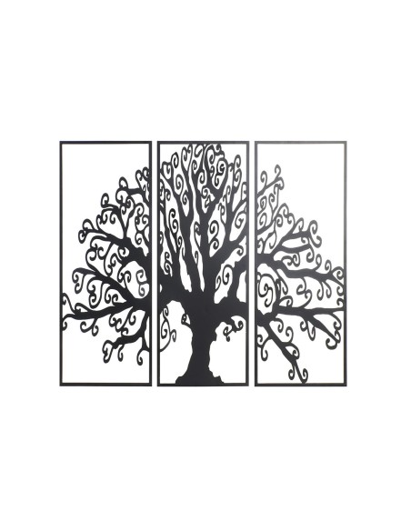 Décoration murale DKD Home Decor 3 Pièces Noir Arbre Métal (105 x 1,3 x 91 cm)