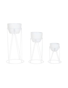 Cache-pot Home ESPRIT Blanc Métal Urbaine 38 x 38 x 80 cm (3 Pièces)
