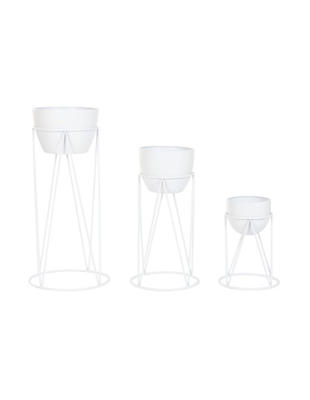 Cache-pot Home ESPRIT Blanc Métal Urbaine 38 x 38 x 80 cm (3 Pièces)
