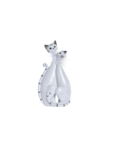 Figurine Décorative DKD Home Decor 15 x 10 x 29 cm Blanc Chats Romantique
