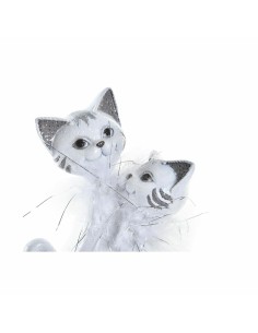 Figurine Décorative DKD Home Decor 15 x 10 x 29 cm Blanc Chats Romantique 2