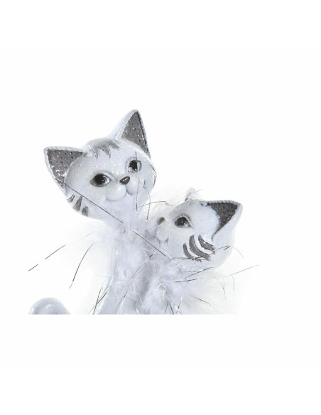 Figurine Décorative DKD Home Decor 15 x 10 x 29 cm Blanc Chats Romantique