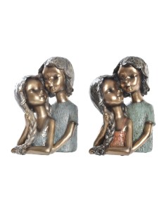 Figurine Décorative DKD Home Decor 19 x 15 x 28 cm Rouge Doré Turquoise Enfants (2 Unités)