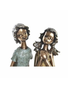 Figurine Décorative DKD Home Decor 17 x 13 x 22 cm Rouge Doré Turquoise Enfants (2 Unités) 2