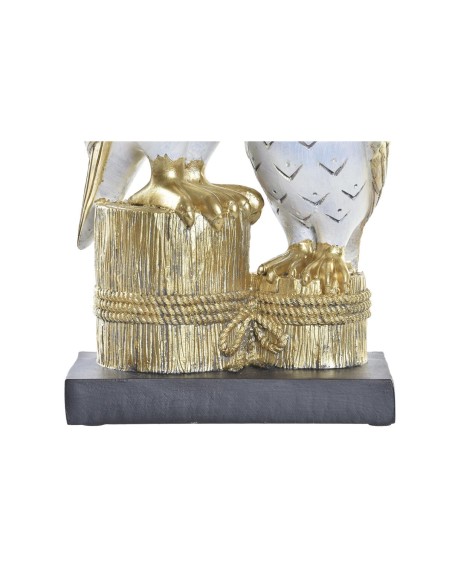 Figurine Décorative DKD Home Decor 14,5 x 9 x 26 cm Hibou Doré Blanc