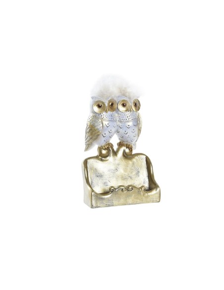 Figurine Décorative DKD Home Decor Blanc Doré Hiboux 10 x 8 x 7 cm