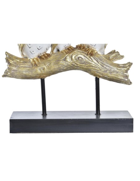 Figurine Décorative DKD Home Decor Tronc 24 x 9 x 26 cm Hiboux Noir Doré Blanc