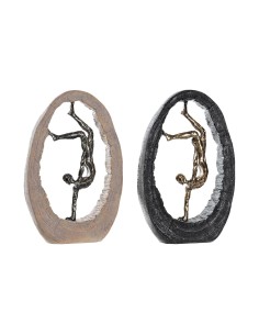 Figurine Décorative DKD Home Decor 24 x 8 x 36 cm Noir Doré (2 Unités)