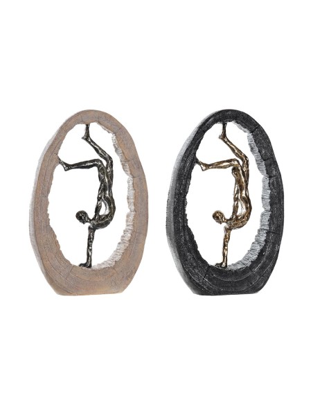 Figurine Décorative DKD Home Decor 24 x 8 x 36 cm Noir Doré (2 Unités)