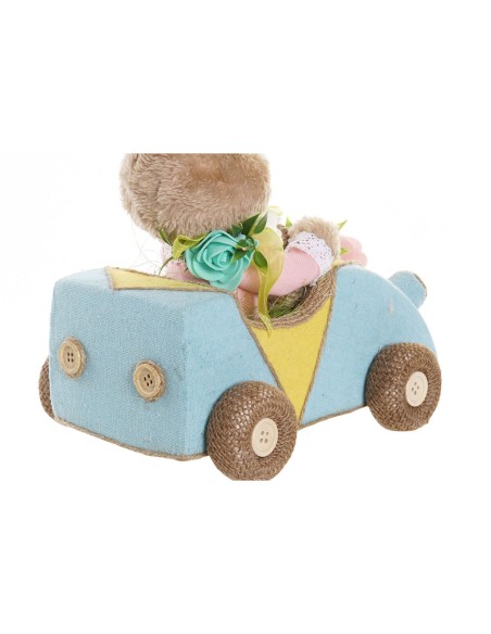 Figurine Décorative DKD Home Decor 23 x 15 x 29 cm Bleu Rose Marron Lapin (2 Unités)