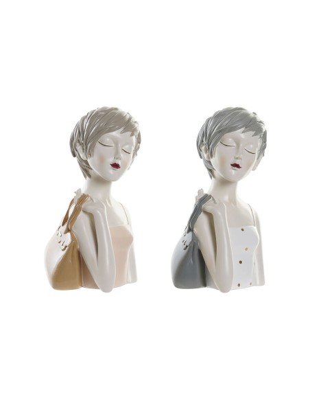 Figurine Décorative DKD Home Decor Femme Rose Blanc 15 x 15 x 27,5 cm (2 Unités)