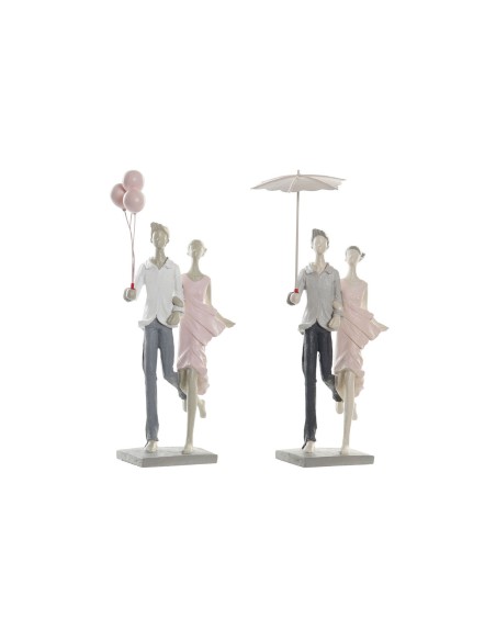 Figurine Décorative DKD Home Decor Gris Rose 18 x 10 x 37 cm Couple (2 Unités)