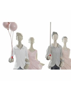Figurine Décorative DKD Home Decor Gris Rose 18 x 10 x 37 cm Couple (2 Unités) 2