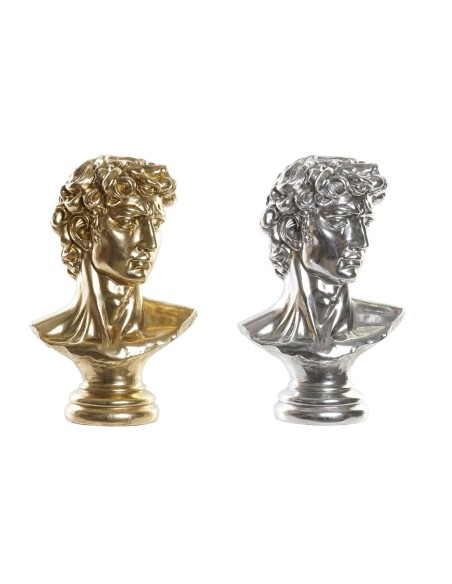 Figurine Décorative DKD Home Decor 24,5 x 17,5 x 36 cm Argenté Doré Buste Néoclassique (2 Unités)