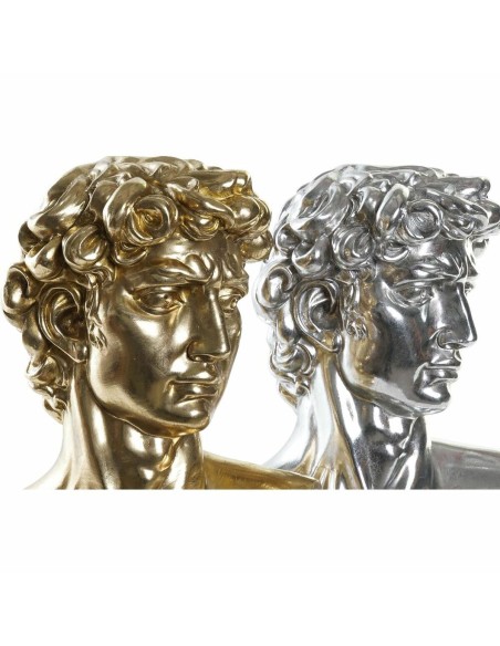 Figurine Décorative DKD Home Decor 24,5 x 17,5 x 36 cm Argenté Doré Buste Néoclassique (2 Unités)