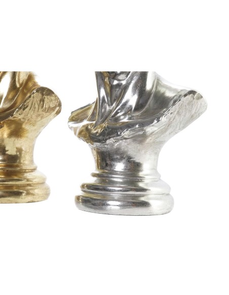 Figurine Décorative DKD Home Decor 24,5 x 17,5 x 36 cm Argenté Doré Buste Néoclassique (2 Unités)