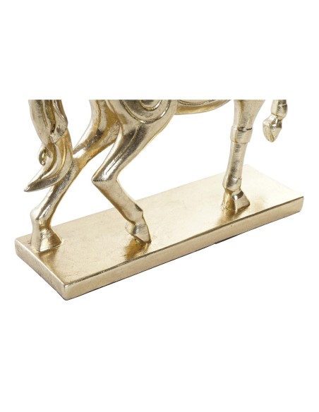 Figurine Décorative DKD Home Decor 34 x 9,5 x 33,5 cm Cheval Argenté Doré (2 Unités)