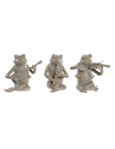 Figurine Décorative DKD Home Decor Musicien 23 x 19,5 x 22,5 cm Marron Grenouille (3 Unités)