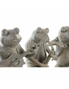 Figurine Décorative DKD Home Decor Musicien 23 x 19,5 x 22,5 cm Marron Grenouille (3 Unités) 2