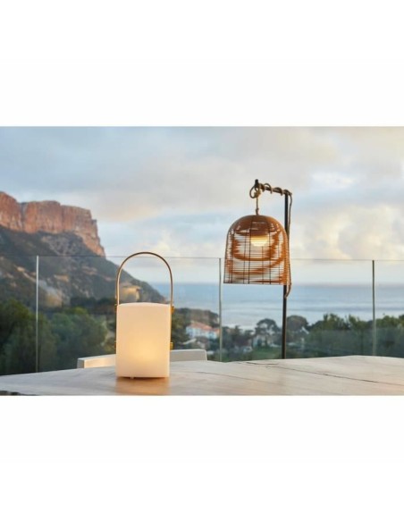 Lampe de bureau Lumisky Tiky 10 x 10 x 25 cm Blanc Marron Bambou Plastique