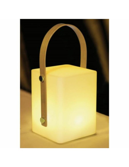 Lampe de bureau Lumisky Tiky 10 x 10 x 25 cm Blanc Marron Bambou Plastique