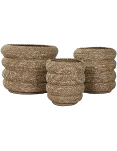 Cache-pot Home ESPRIT Marron Fibre Urbaine 42 x 42 x 39 cm (3 Pièces)
