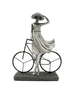 Figurine Décorative DKD Home Decor Femme Argenté Bicyclette Métal Résine (27,5 x 9,5 x 34,5 cm)