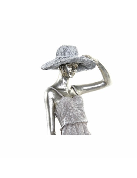 Figurine Décorative DKD Home Decor Femme Argenté Bicyclette Métal Résine (27,5 x 9,5 x 34,5 cm)