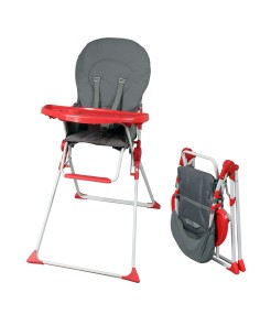 Chaise haute Bambisol Rouge Gris PVC 6 - 36 Mois