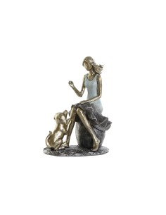 Figurine Décorative DKD Home Decor Bleu Doré Femme 13 x 8,5 x 17,5 cm
