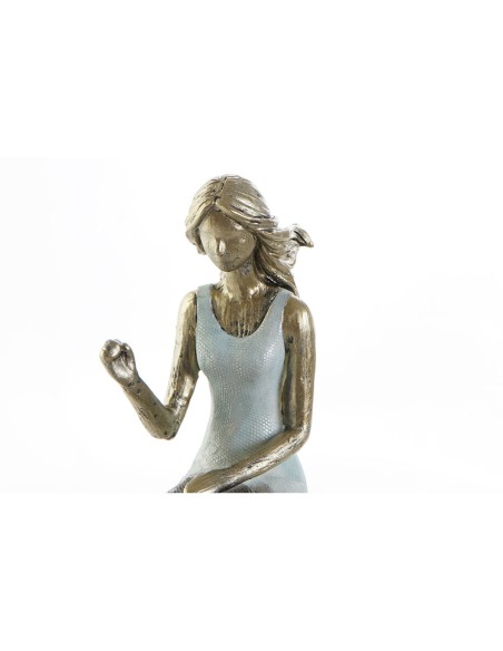 Figurine Décorative DKD Home Decor Bleu Doré Femme 13 x 8,5 x 17,5 cm
