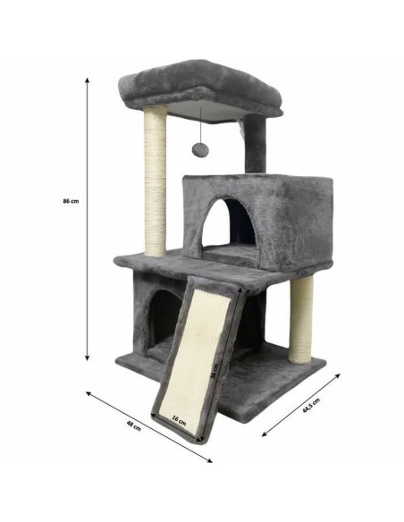 Grattoir pour Chats FLOPI Dark Gris Tissu Peluche Bois (1 Unité)
