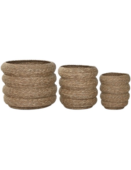 Cache-pot Home ESPRIT Marron Fibre Urbaine 42 x 42 x 39 cm (3 Pièces)