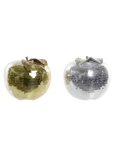 Boule à Facettes DKD Home Decor Argenté Doré Résine Pomme Moderne (21 x 21 x 19 cm) (2 Unités)