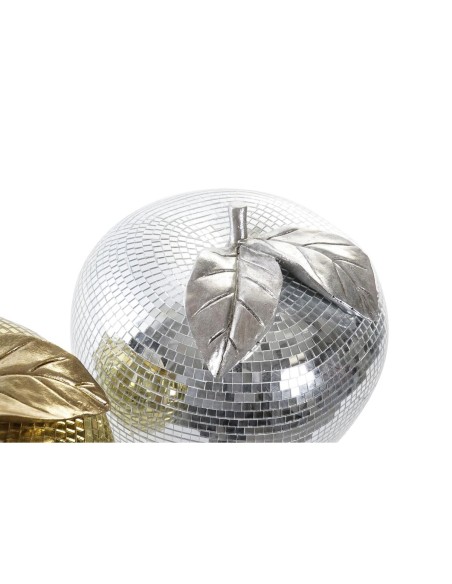 Boule à Facettes DKD Home Decor Argenté Doré Résine Pomme Moderne (21 x 21 x 19 cm) (2 Unités)