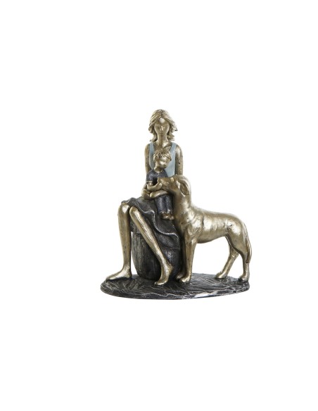 Figurine Décorative DKD Home Decor Bleu Doré Femme 15 x 9,5 x 18 cm