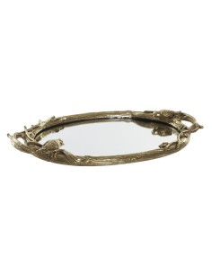 Plateau DKD Home Decor Miroir Doré Résine Oiseaux (45 x 27 x 3,7 cm)