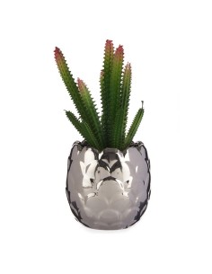 Plante décorative Ibergarden HY2-44 Céramique Plastique Cactus 10 x 20 x 10 cm Argenté