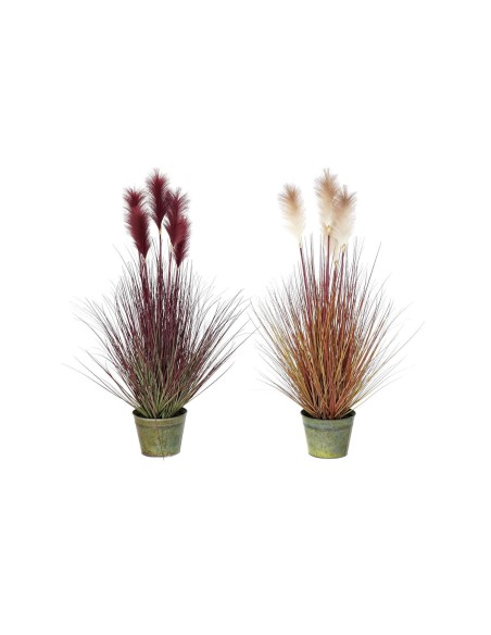 Plante décorative DKD Home Decor Seau 30 x 30 x 106 cm Orange Polyéthylène Bordeaux Laiton (2 Unités)